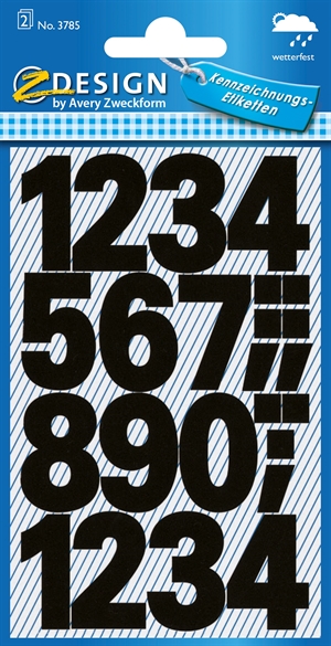 Avery manuelna etykieta cyfry 0-9, 25 mm, kolor czarny, 48 szt.
